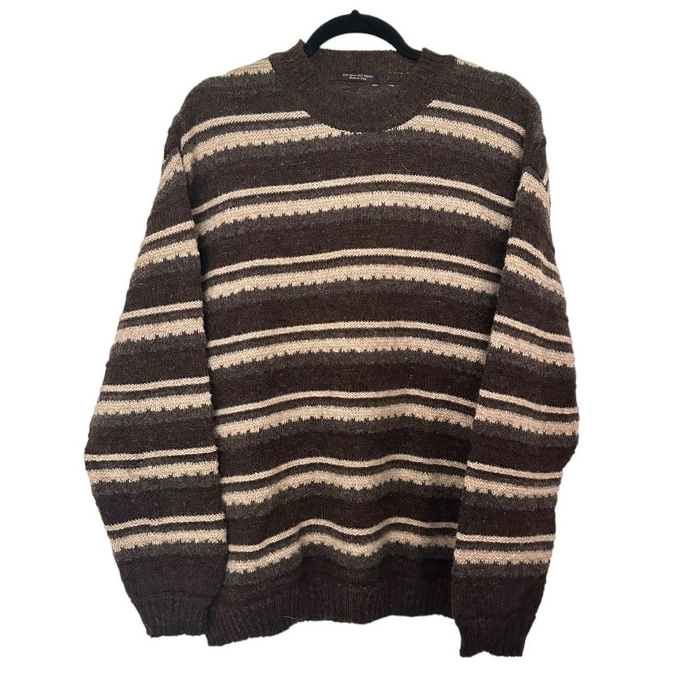 Coach Italy Alpaca Wool Blend Striped Sweater Pullover Crewneck